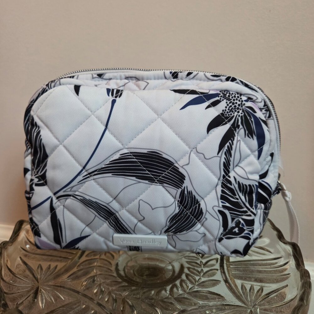 Vera Bradley Medium Cosmetic Bag Twilight Garden Makeup Travel Double Zip